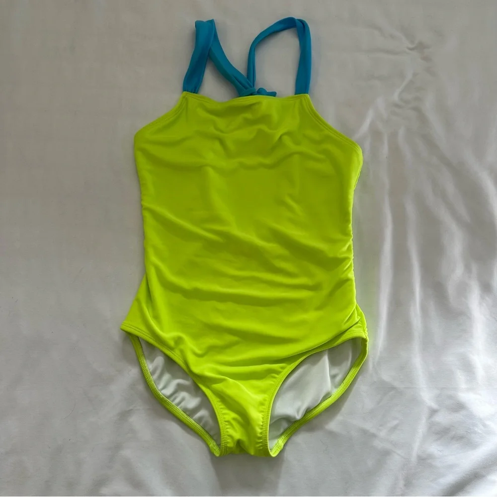 Cat & Jack Neon Yellow and Blue Kids One Piece Swimsuit